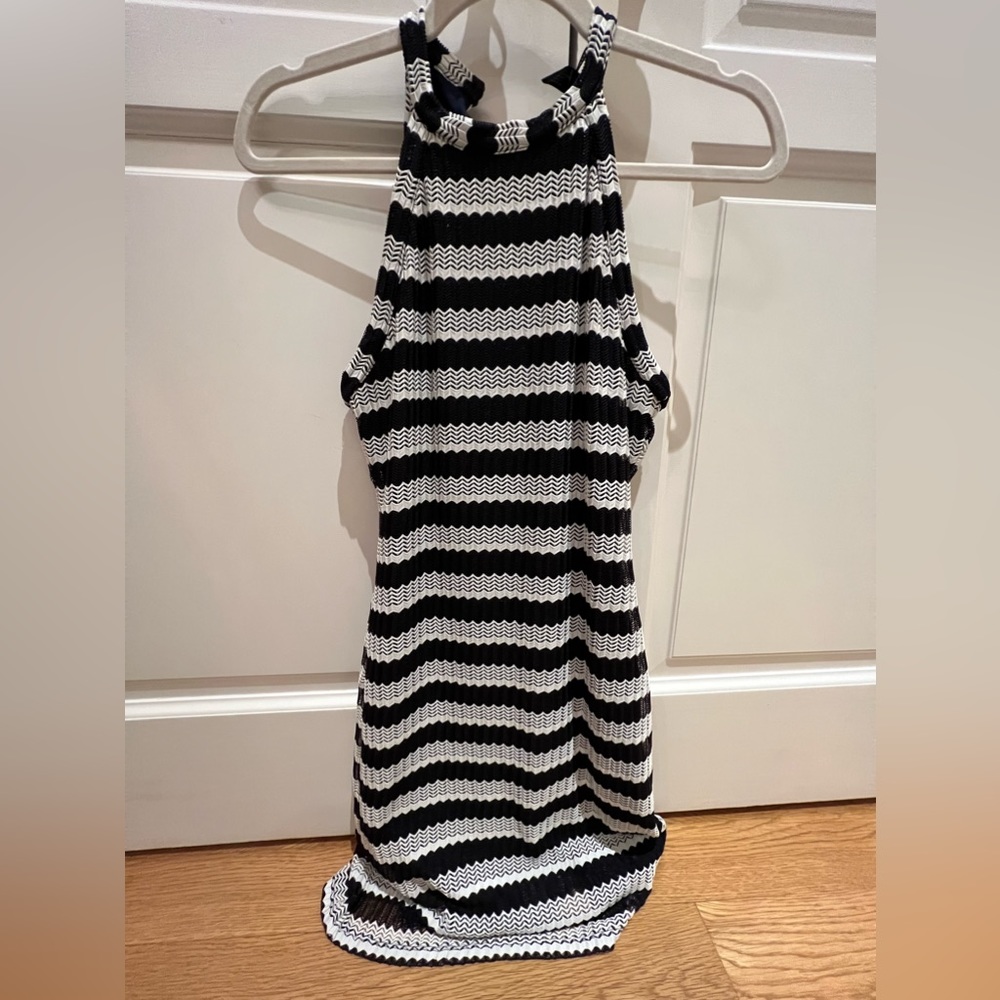 Aqua Crochet High Neck Dress